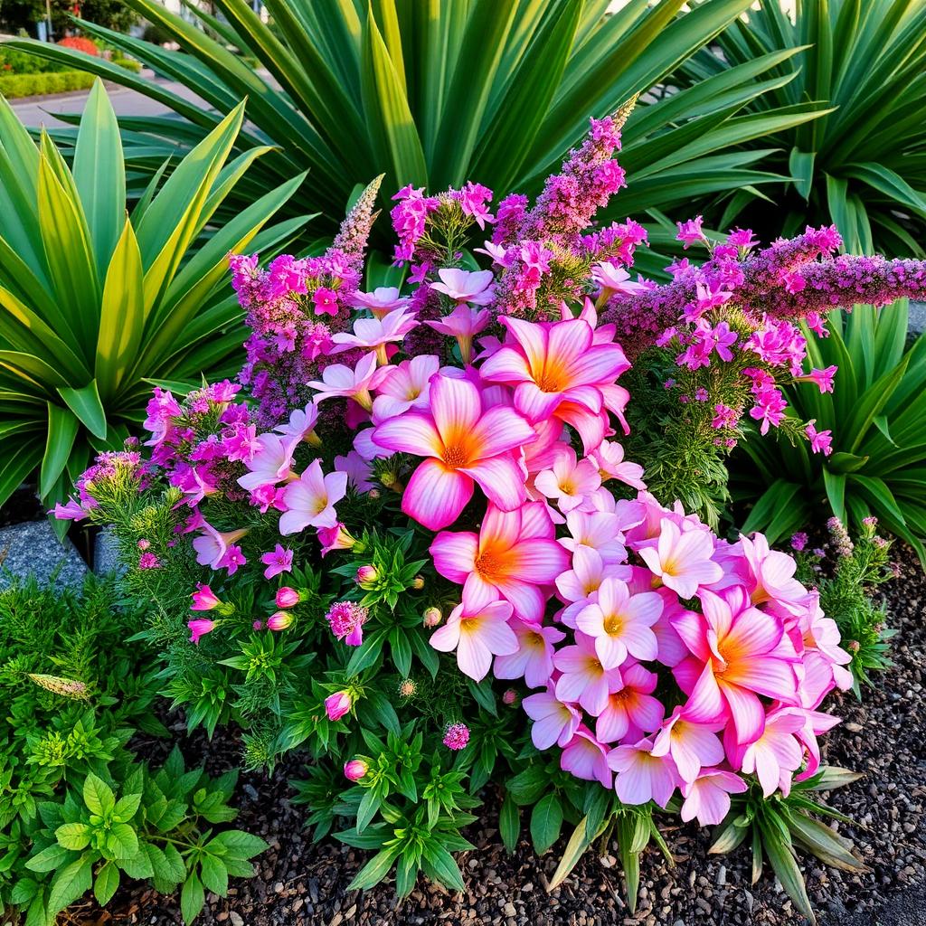 Layered Southeast Texas flower bed
